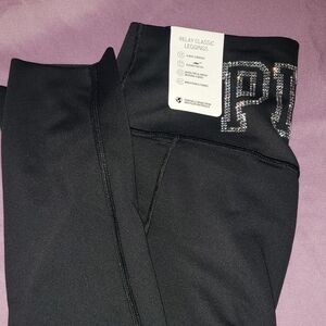 PINK Victoria's Secret Black High-Rise Leggings with Rhinestone PINK Logo